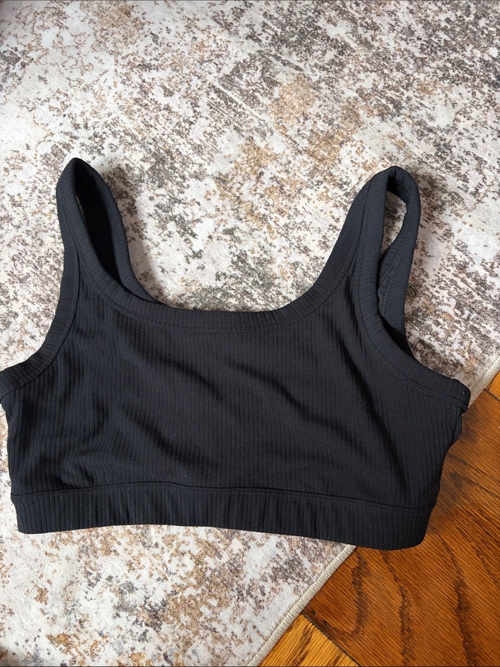 Black Ribbed Scoop Bralette - Everyday Support
